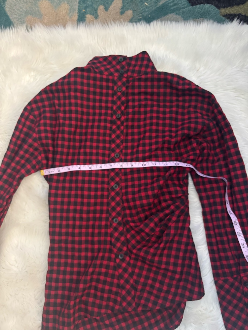 Zara Red and Black Plaid Button-Up Shirt